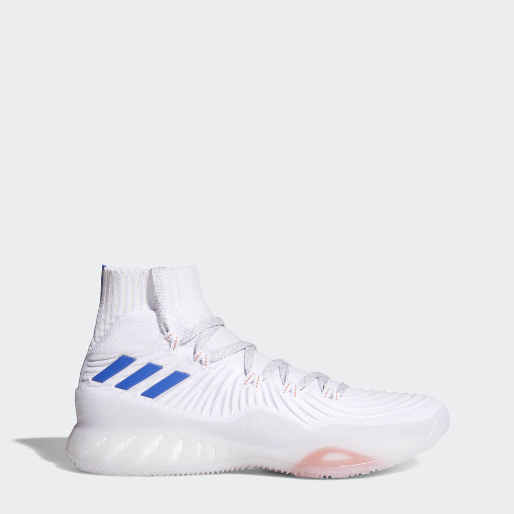 Adidas Crazy Explosive 2017 Primeknit - παπουτσια μπασκετ ανδρικα - Ασπρα/Μπλε/Γκρι,Μέγεθος: EU 36 –